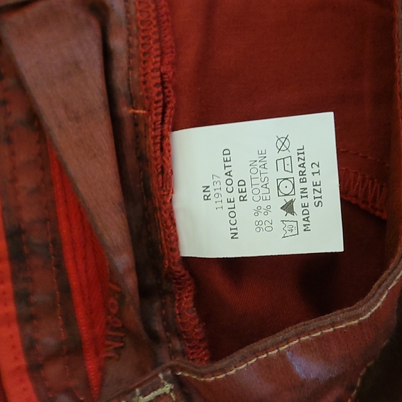 Jean Red & Black Faux Leather beija flor Brazil 12 - Picture 4 of 7